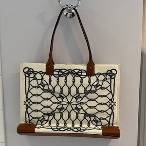 Tory Burch Ella Printed Tote | Ivory Abstract Rope | OS
